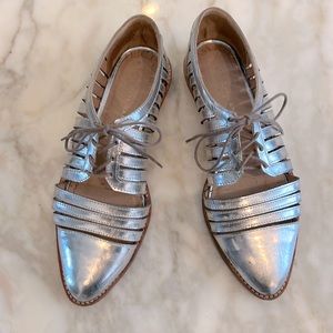 Loeffler Randall silver cut out loafers